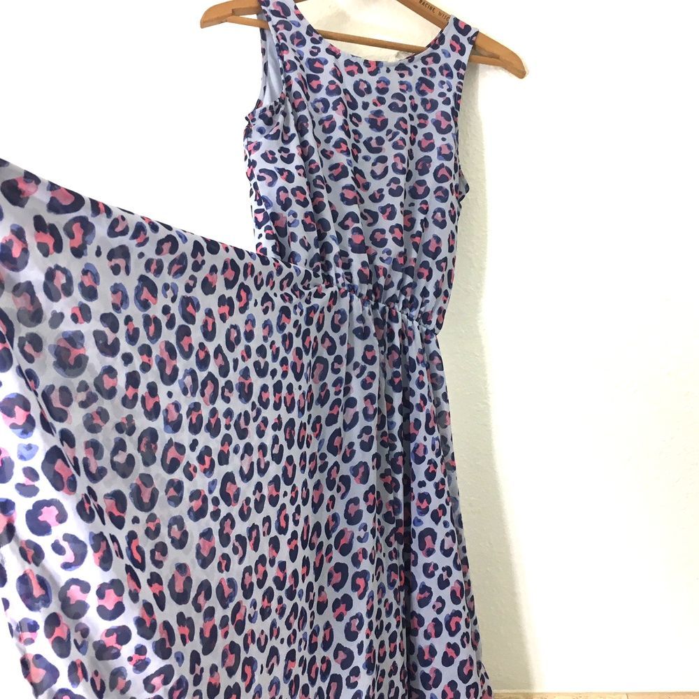 H&M Sleeveless Blue Leopard Print Dress